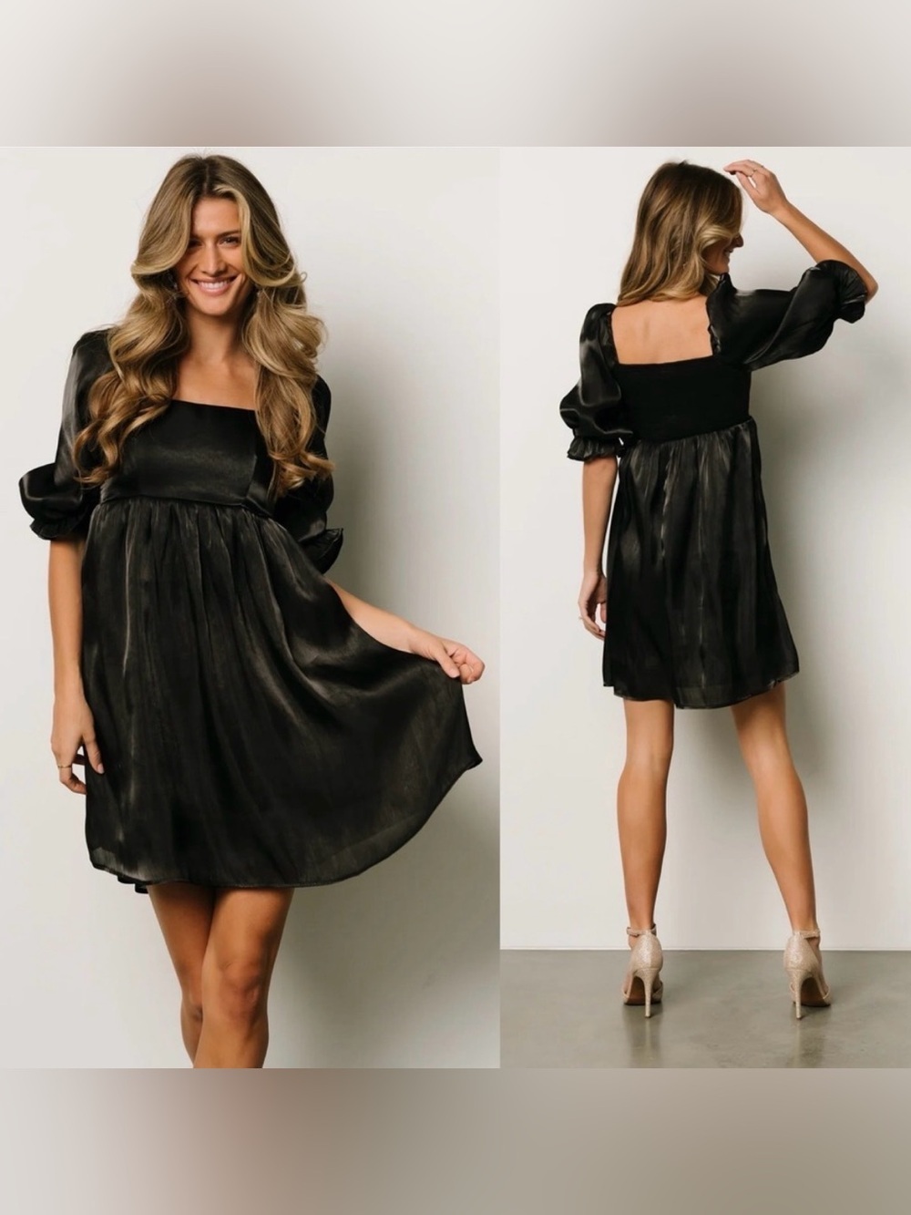 NWT BALTIC BORN darling babydoll mini dress size large satin date night smocked